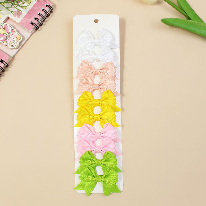 10Pcs/Set New Cute Solid Ribbon Bowknot Hair Clips for Baby Girls Handmade Bows Hairpin Barrettes Headwear Baby Hair Accessories
