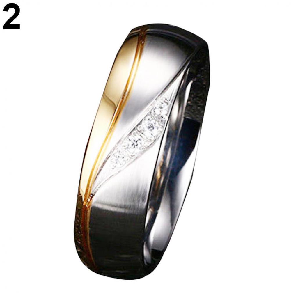 Fashion Gold Plated Titanium Steel Lover Ring Wedding Band Bridal Jewelry Gift AVE