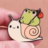 Cute Snail Frog Hard Enamel Pin Brooch Froggy Friends Traveler Badge Accessories Gift