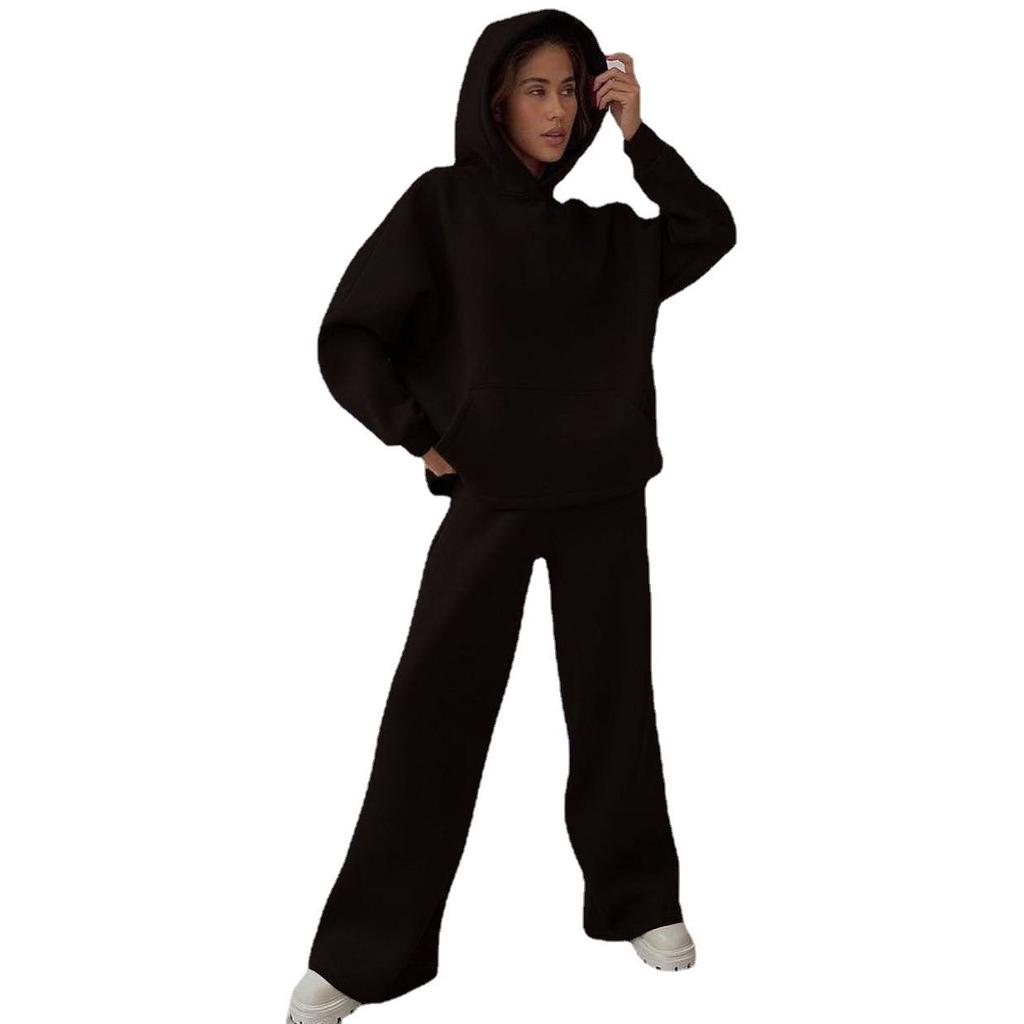 New Spring Autumn Casual Loungewear Set Loose Long Sleeve Wide Leg Pants 2 Piece Outfit Comfortable Elegant Women Fashion