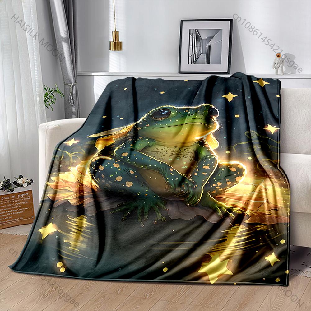 Frog sitting on lotus leaf Print Adult Children Warm Blankets Home Travel Car Soft and Comfortable Suitable for all seasons