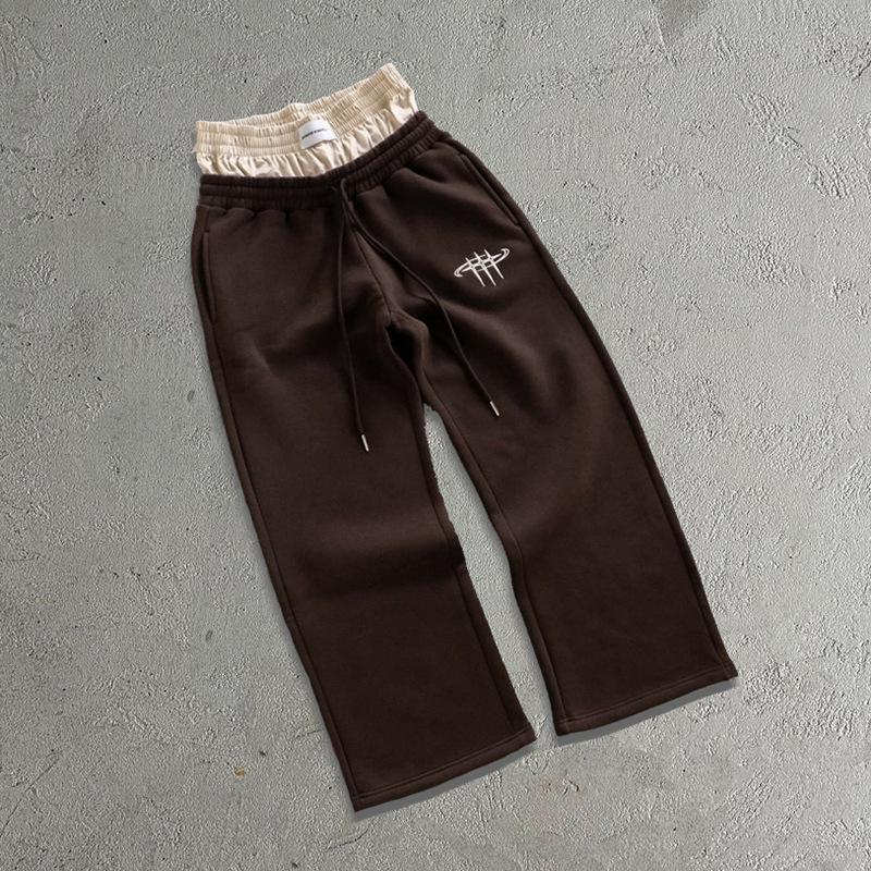 Европейский и американский ретро уличный хип-хоп пара свободные двойная талия ложный двухкомпонентный спортивные штаны