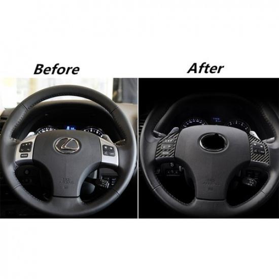 2Pcs Carbon Fiber Steering Wheel Button Cover Trim For Lexus IS250 IS350 2006-12