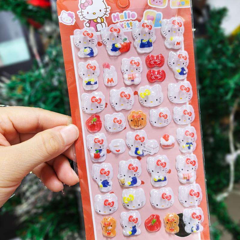 2025 Cute Cinnamoroll Kuromi My Melody Hello Kitty 3D Resin Stickers Anime Themed DIY Scrapbooking Decoration Gifts kids Toys