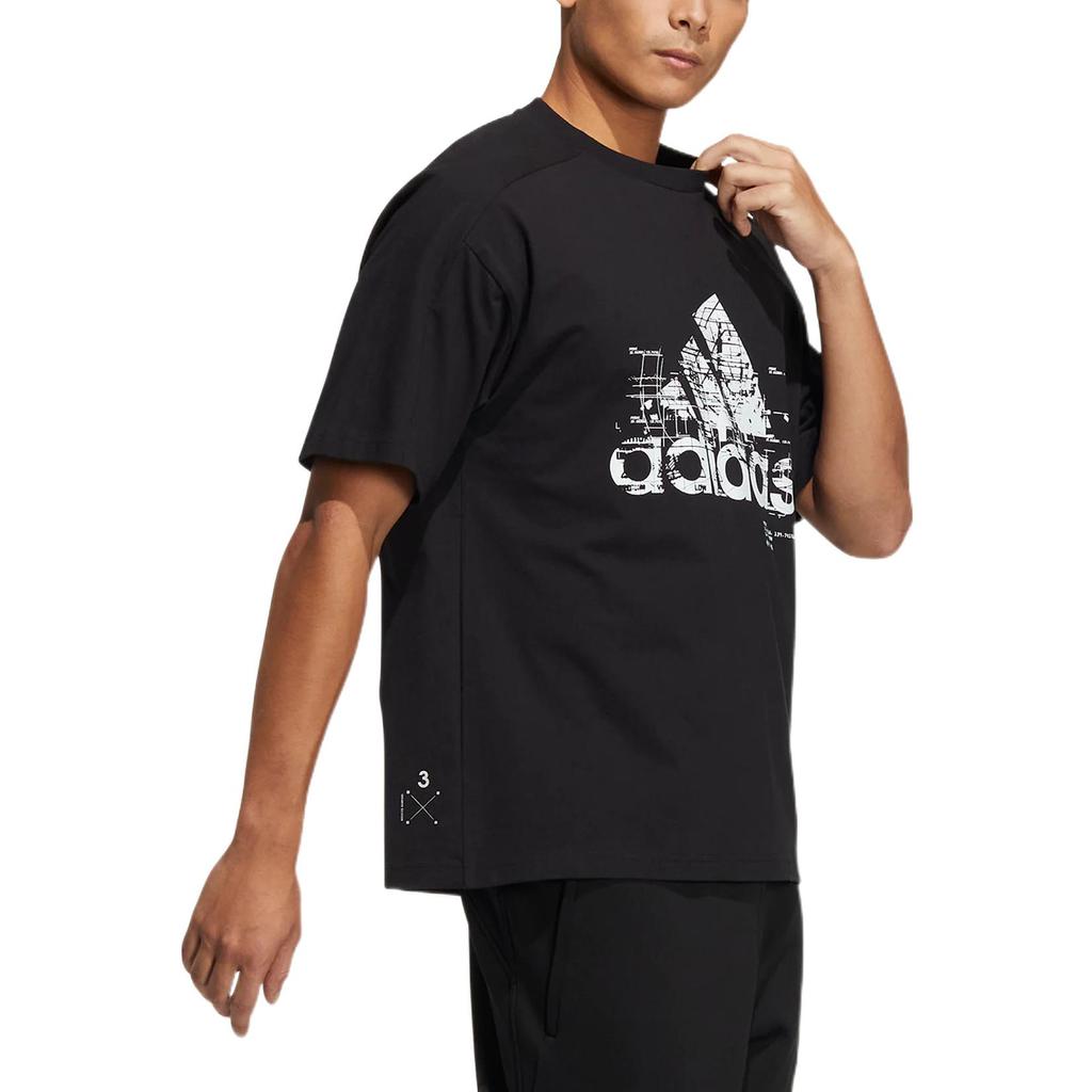 Adidas Футболка с круглым вырезом и большим логотипом, мужские топы, черные HD0066