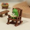 Cute Healing Small Decoration Cartoon Frog Rocking Chair Rocking Chair Design with Book Coffee Home Office Decor Car Ornament