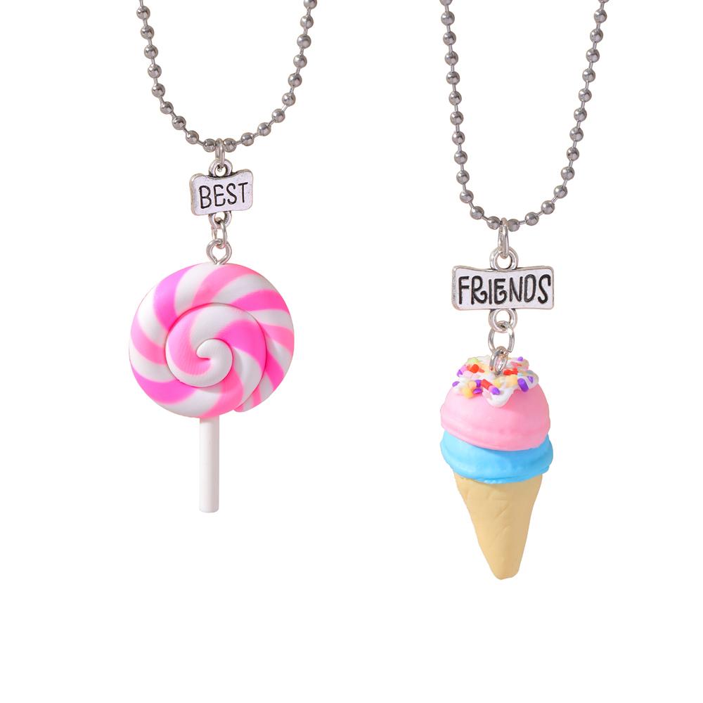 15 Стилей Подвеска из Полимерной Глины Набор Ожерелий для Лучших Друзей BFF Fimo Радужный Леденец Рожки для Мороженого Бусины-Шармы Цепочка Подарок для Детей