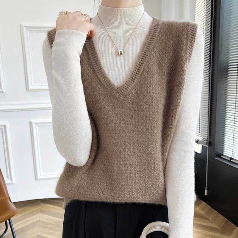 Женский кашемировый жилет Qinghe Cashmere 30% кашемир 70% шерсть осенне-зимний кашемировый жилет мягкий и теплый