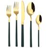 5 шт. набор столовой посуды из нержавеющей стали, набор посуды, нож, вилка, ложка, столовый набор, набор столовых приборов черного золота, кухонный сервиз на 6 персон