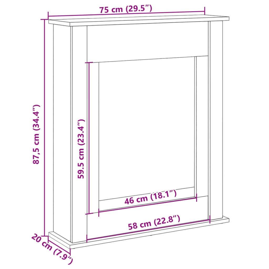 Fireplace Surround Concrete Grey 75x20x87.5 cm Wood Based Material