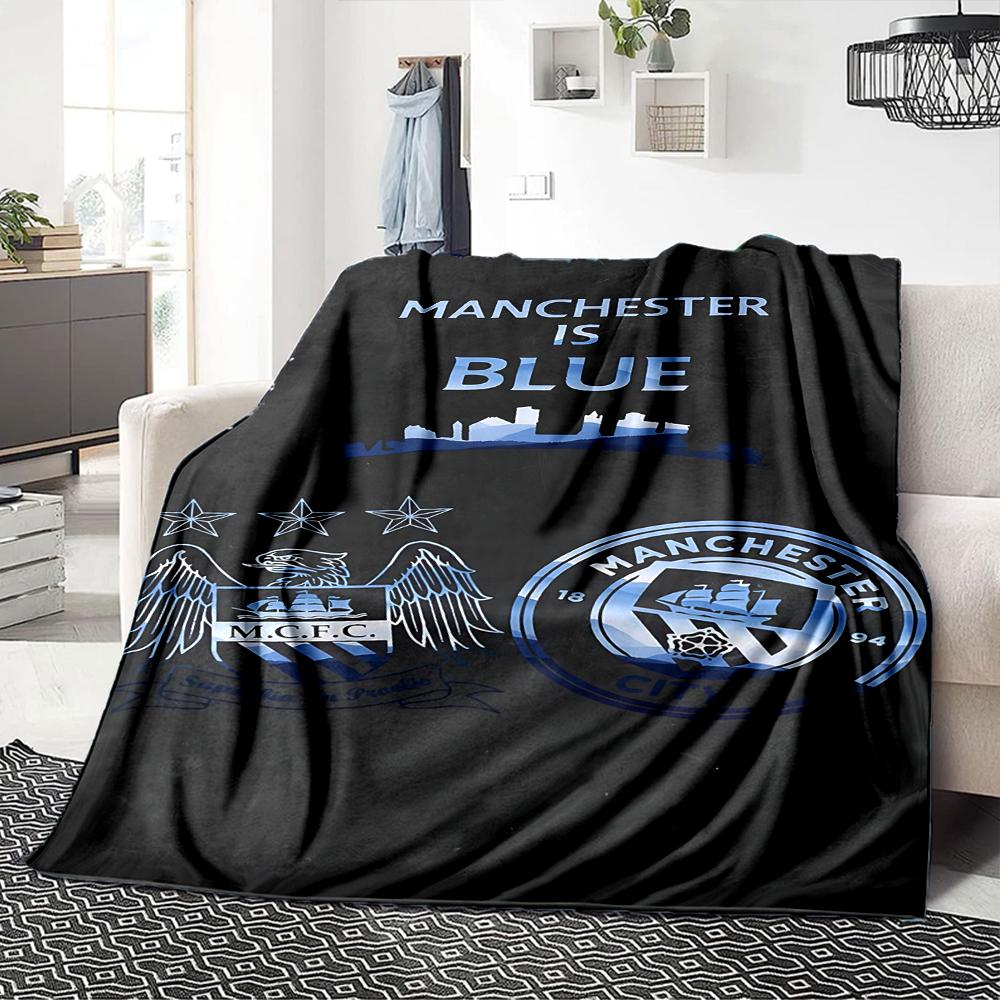 Manchester Crest Blankets Flannel Printed Breathable Warm Throw Blanket for Home Office Bedspreads 0708a4