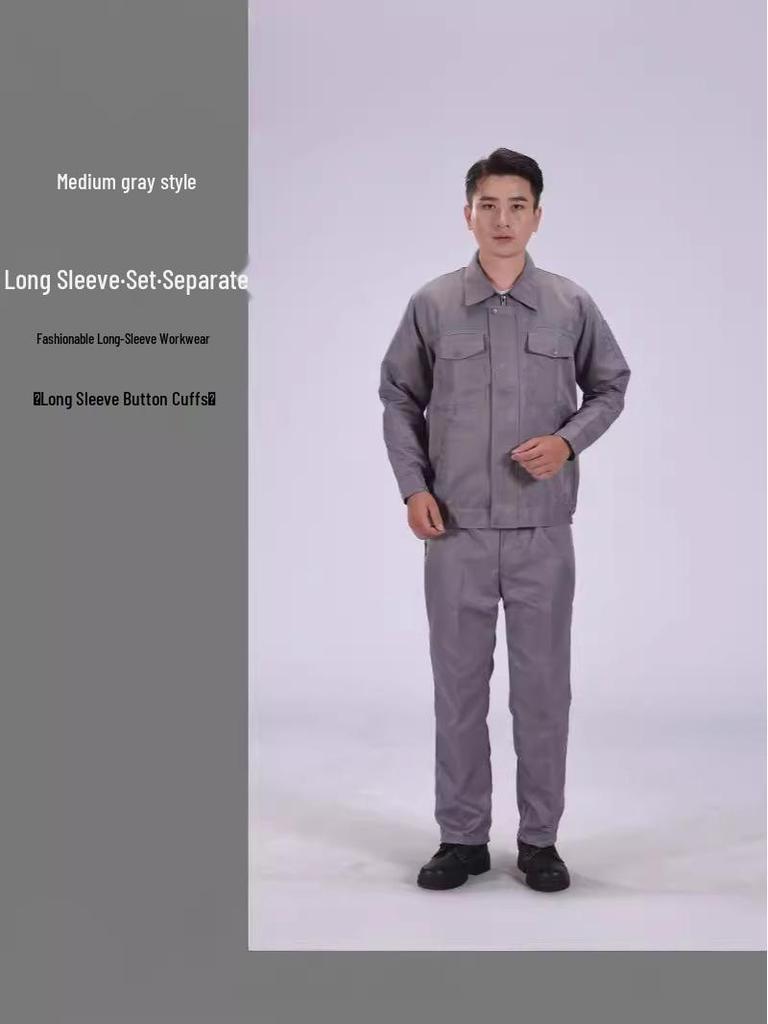 Мужской комплект рабочей одежды с длинным рукавом: Прочная защита труда, униформа для авторемонта и готовая к работе на площадке