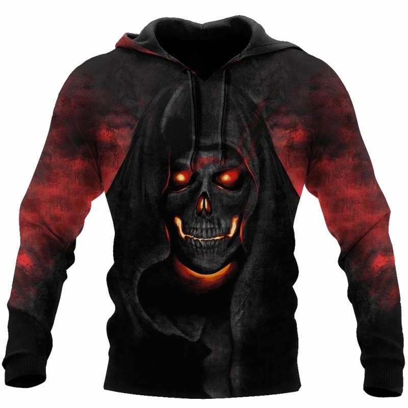 Мужская модная толстовка с 3D принтом и графическим пламенным черепом, толстовки с капюшоном и принтом спереди и длинными рукавами, весенне-осенняя толстовка с капюшоном