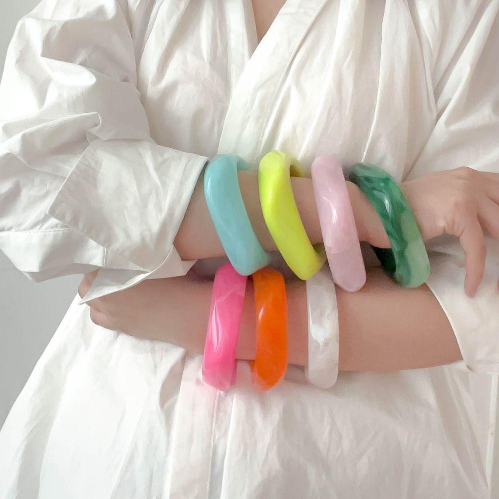 Bohemian Irregular Wide Bracelet Minority Design Transparent Hand Ring  Gift