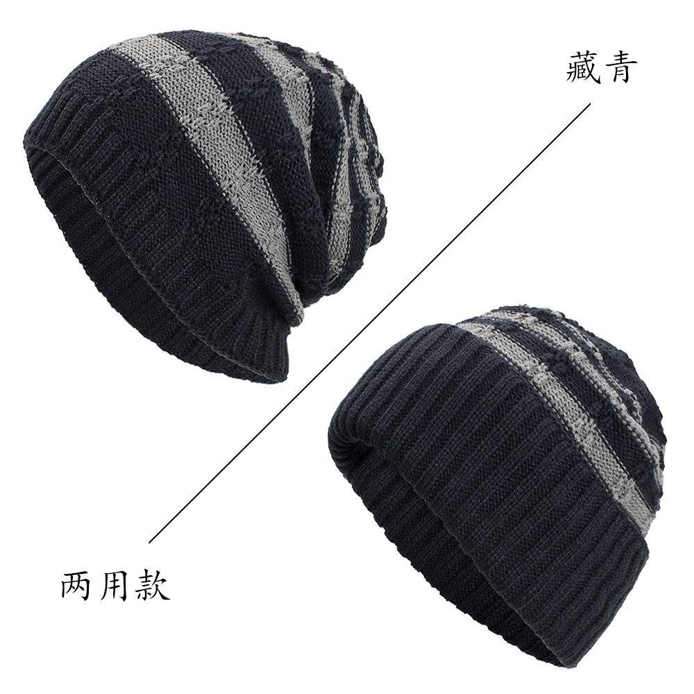 Осень-зима, новый бархатный двусторонний свитер с толстыми горизонтальными полосками, вязаная шерстяная шапка