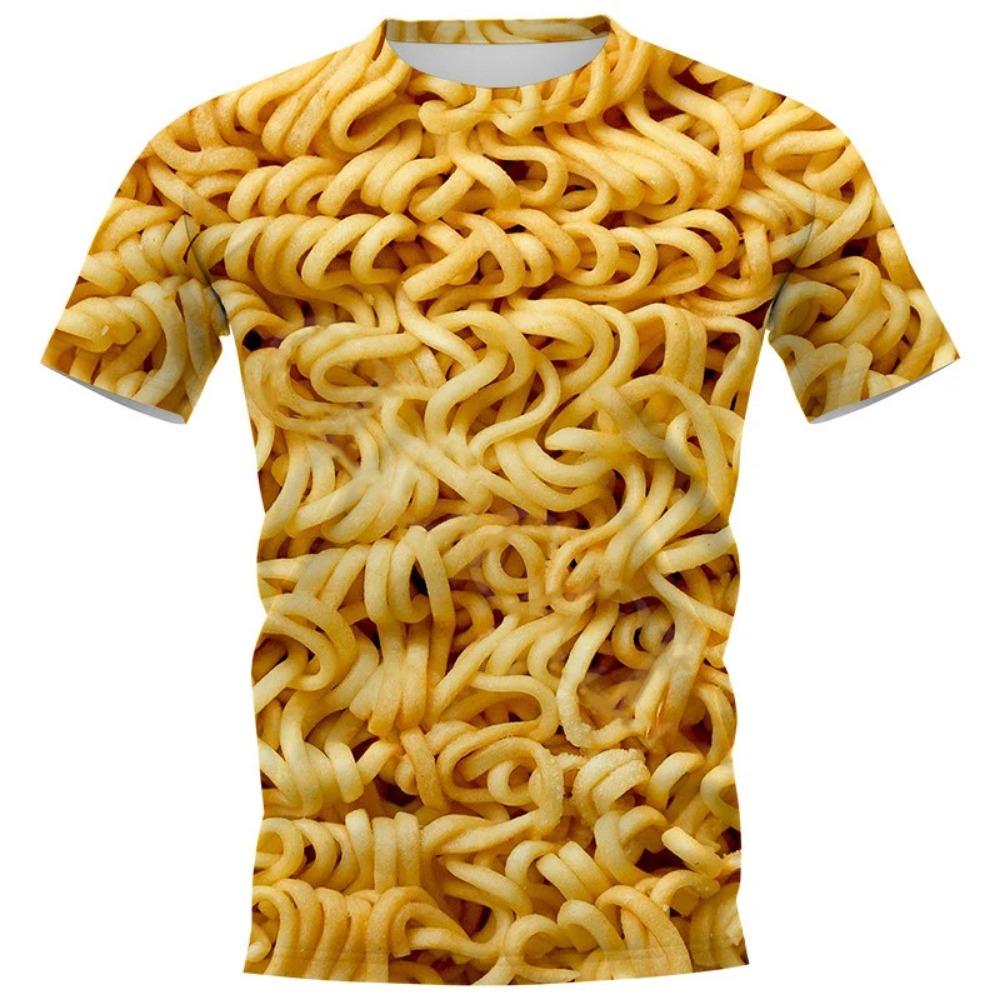 Delicious Food Fashionable Harajuku Style 3D Digital Printed Men's Round Neck Short Sleeved T-shirt