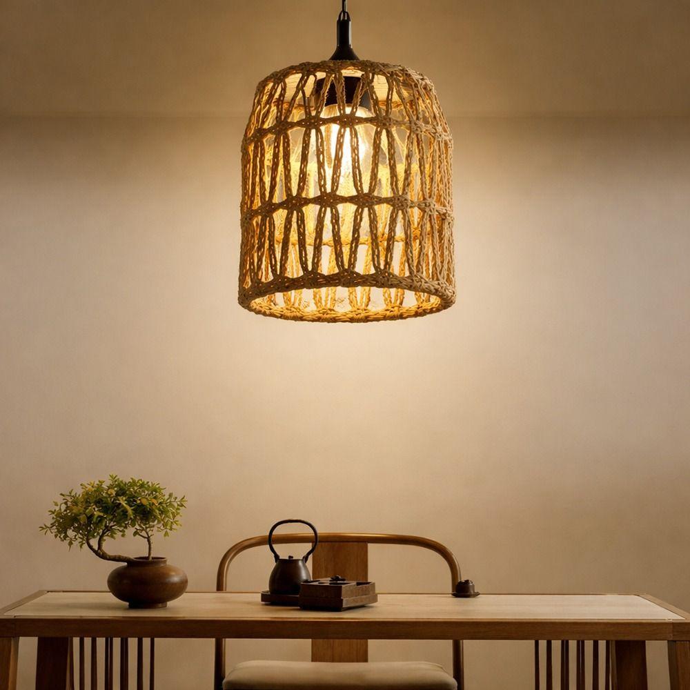 Bohemian Style Pendant Lamp Shade 13*15cm Rattan Lampshade Fashion Hanging Lamp Shade