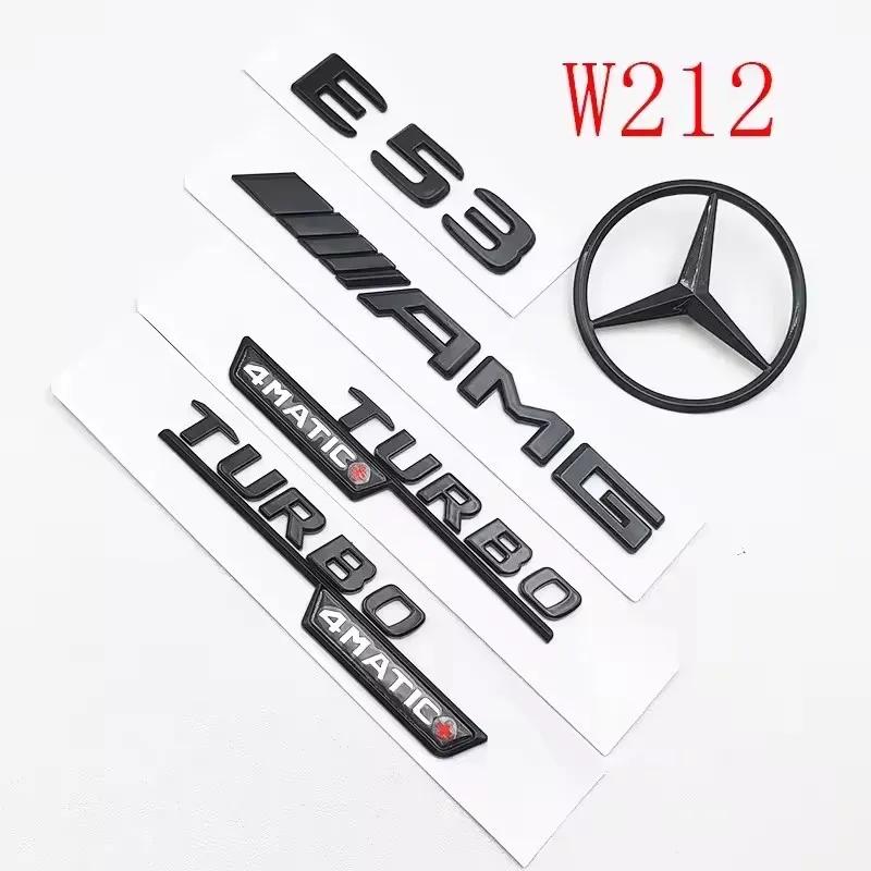 AABII1 3D ABS Black E53 Logo Letters TURBO Badge Car Rear Star Sticker Trunk AMG Emblem For Mercedes Benz AMG W212 W213 E Class