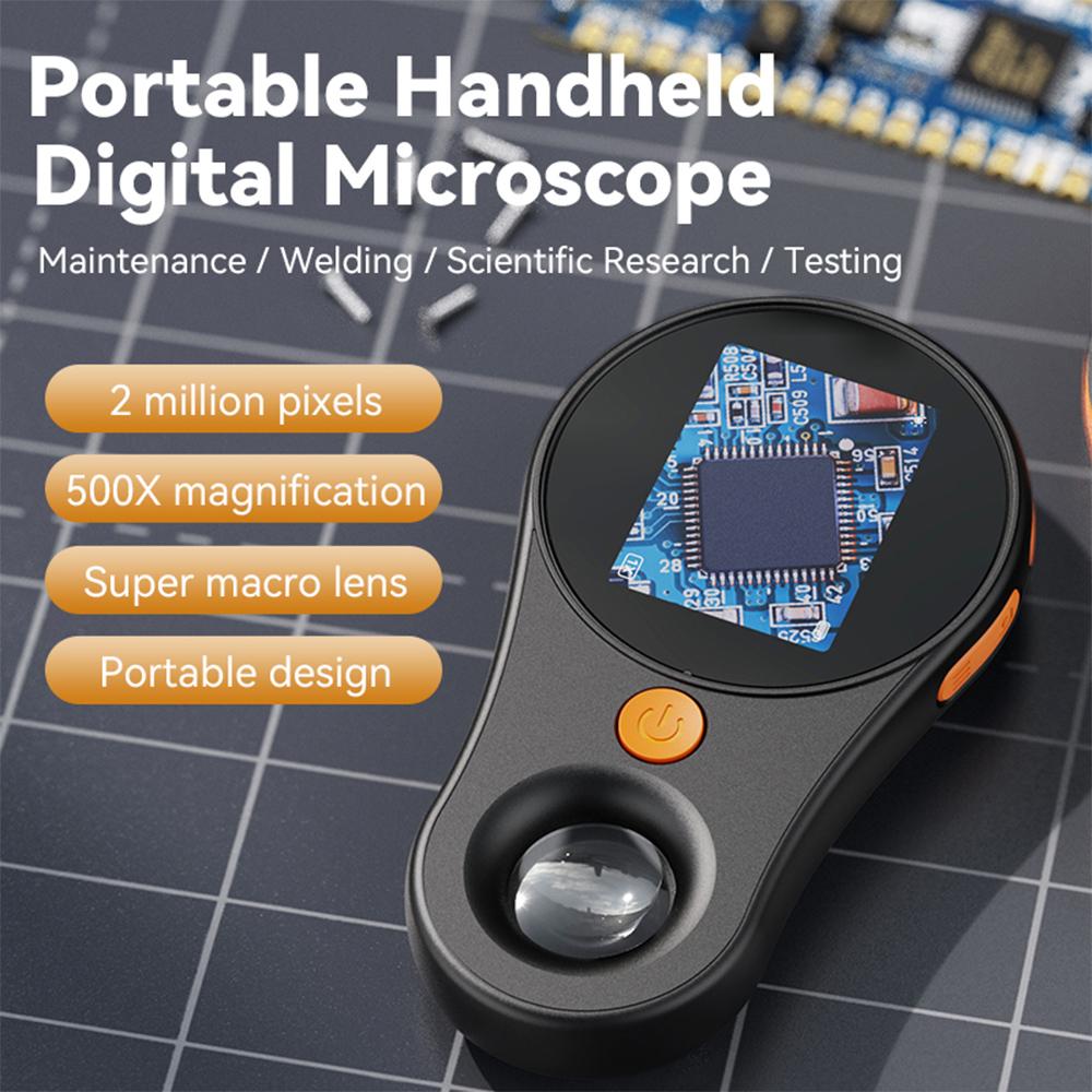 2.0inch Digital Handheld Microscope 1080P 500X Video Coin Microscope with Magnifying Glass and 8