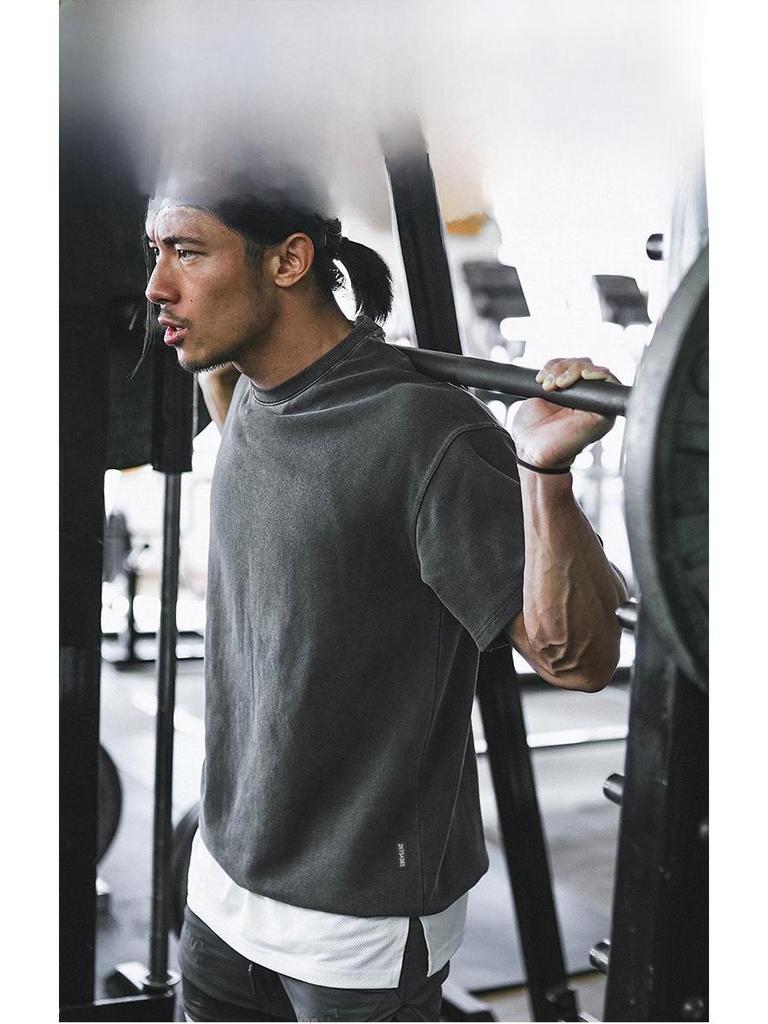 Мужская модная ретро-футболка из стираного хлопка с коротким рукавом