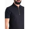 Мужская черная футболка с воротником-поло с молнией и деталями