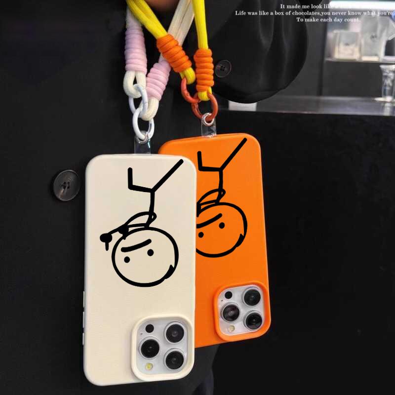 Забавный Мультяшный Человечек-Спичка Брелок-Шнурок Чехол Для iPhone 17 16 15 14 13 Pro Max 11 Plus Ударопрочный Силиконовый Роскошный Мягкий Funda