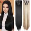 75Cm 30" Clip In Hair Extensions Long Straight Hair Pieces High Temperature Synthetic Fiber Soft Hair For Women Full Head