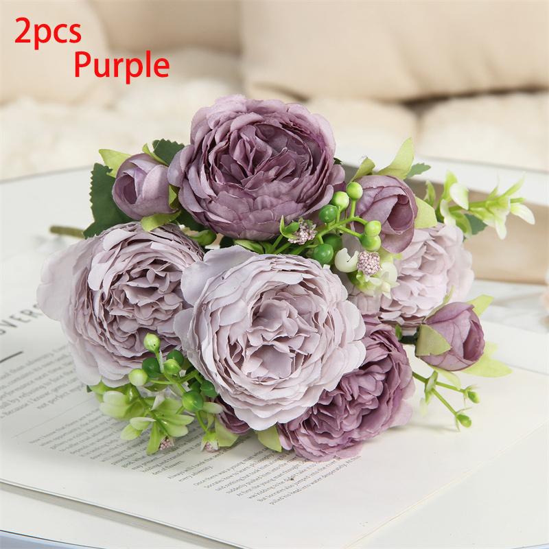 2PCS Artificial rose bouquets for home decoration, wedding arrangements, 5-head Persian roses
