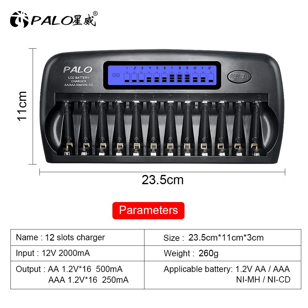 Ni-MH Ni-Cd 1.2V Battery Charger 12 Slots Battery Charger Smart Fast Charger LCD Display Carregador for AA AAA Battery