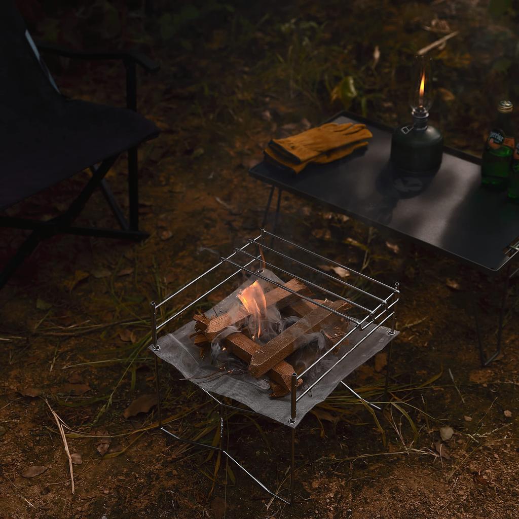 NANGOGEAR (Снаряжение для лагеря Nanko) Подставка для костра, яма для костра, сетка из нержавеющей стали, гриль Solo Grill 11104 (СОЛО-202-JS)
