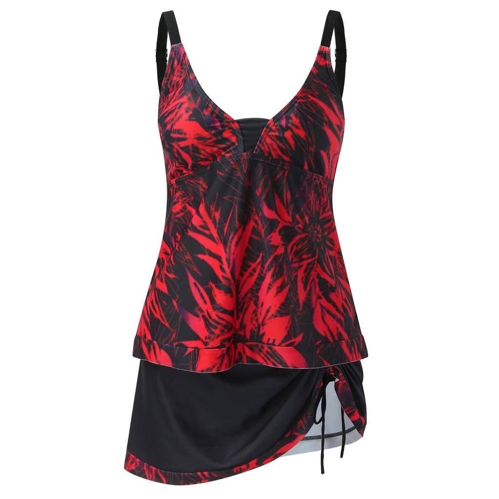 Женский купальник с принтом и разделенным плоским углом, большой купальник, купальный костюм