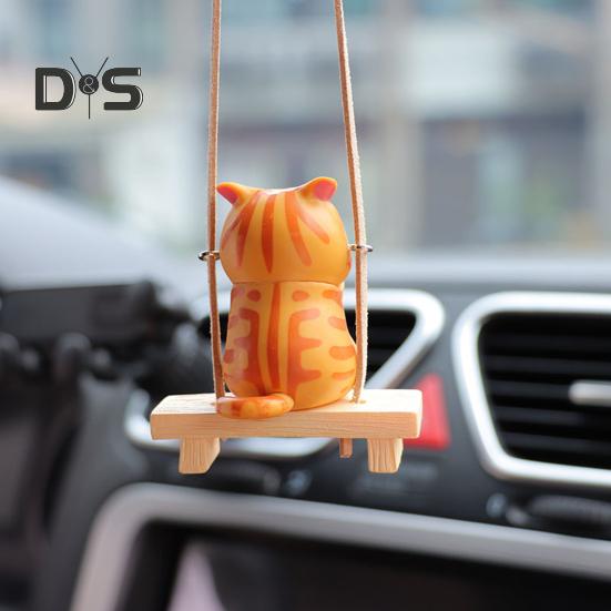 Подвеска в виде зеркала заднего вида, подвесное украшение со шнурком, легко повесить, очаровательное украшение в форме мультяшного кота, подвеска для салона автомобиля