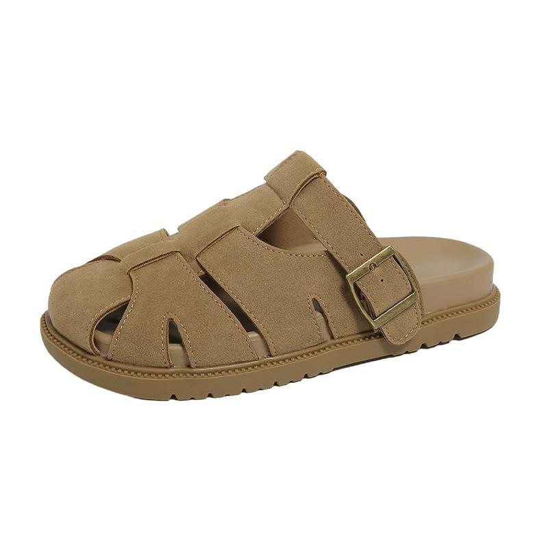 Тапочки Baotou Mueller, женские, верхняя одежда, ретро, толстые, полые, сандалии Piggyback, тапочки, женские, ленивые, стремена для одной ноги, модная женская обувь