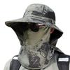 Мужская шляпа рыбака со съемным передним чехлом, большими полями, ажурной сеткой, камуфляжным принтом, защитой от ультрафиолета, превосходным воздухопроницанием