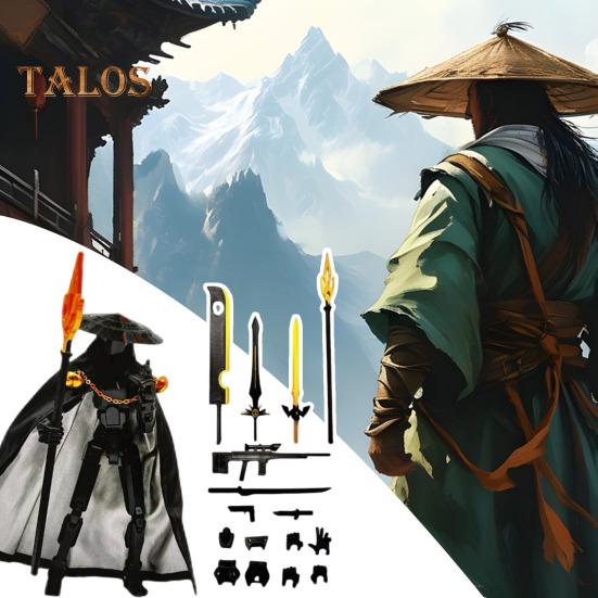 Knight-Errant Action Figure with Accessories Movable Joints 3D Printed Chinese Style Swordsman Robot Model Toy Articulated Dummy Figurine