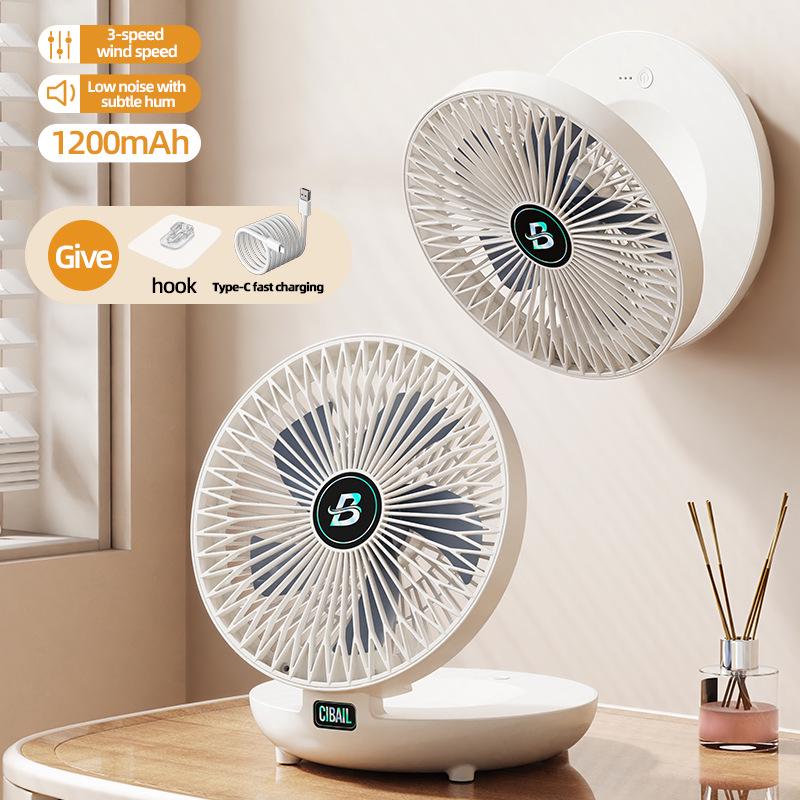 Portable USB Rechargeable Wall-Mountable and Desktop Fan for Dorms and Outdoors