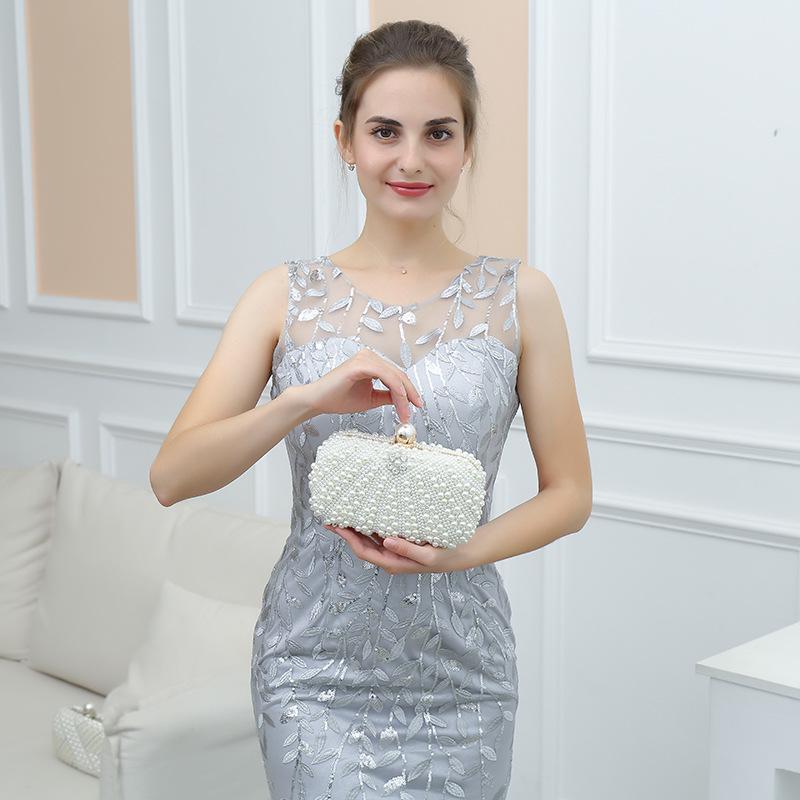 Elegant Pearl Chain Shoulder Evening Bag - Trendy European and American Style