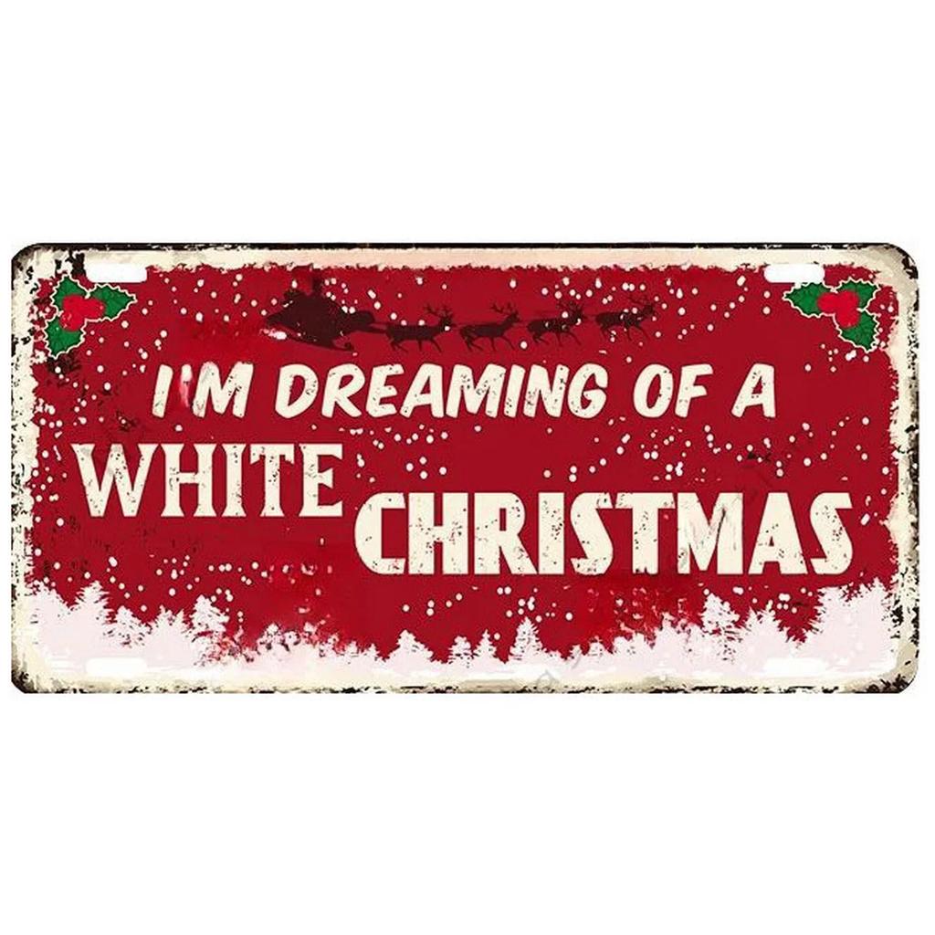 Christmas License Plate Metal Tin Signs for Wall Art Decoration Vintage Tags Metal Automotive Signs For Cafe Bar Club Garage Pub