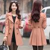 Autumn Women's Double Snap Women Slim Thin Large Yard Long Classic Windbreaker Coat Jacket Women's