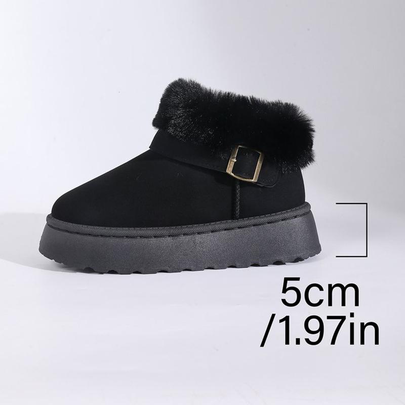 Fashion Casual Thick Bottom Women's Furry Snow Boots 2025 Winter Fluffy Fur Ankle Boots with Platform Classic Solid Shoes for Woman