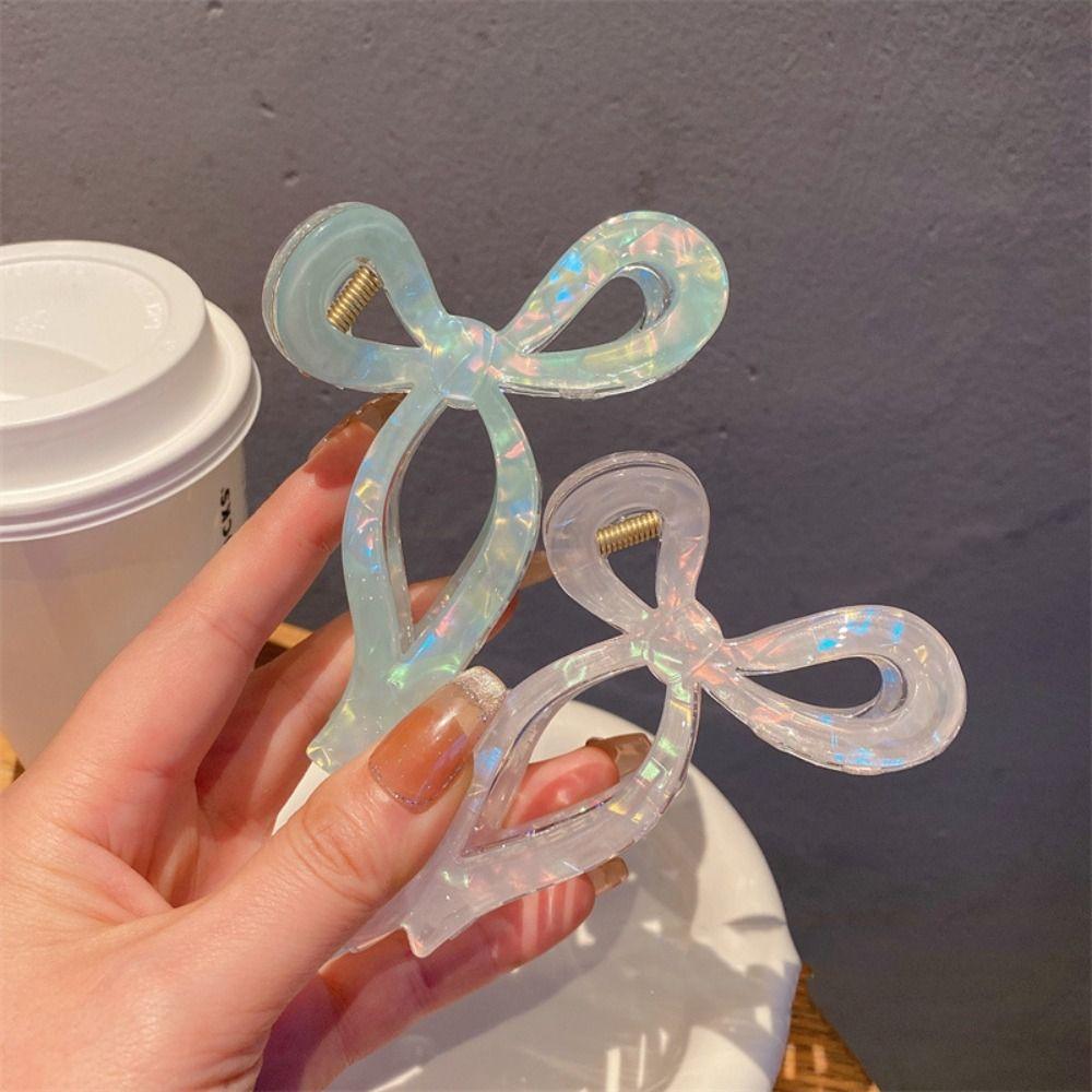Colorful Acetate Grab Clip Korean Style Large Shark Clip Elegant Bow Hair Claw  Ladies