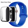 Стекло+корпус+ремешок для Apple Watch band 44 мм 45 мм 42 мм 41 мм 40 мм 38 мм Силиконовый ремешок для часов браслет iWatch series 8 9 7 6 5 4 3 SE