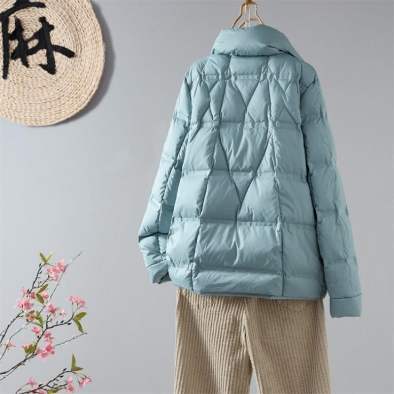 Womens Lightweight Down Puffer Jacket With Stand Collar Slim Fit Short Coat Winter Commute