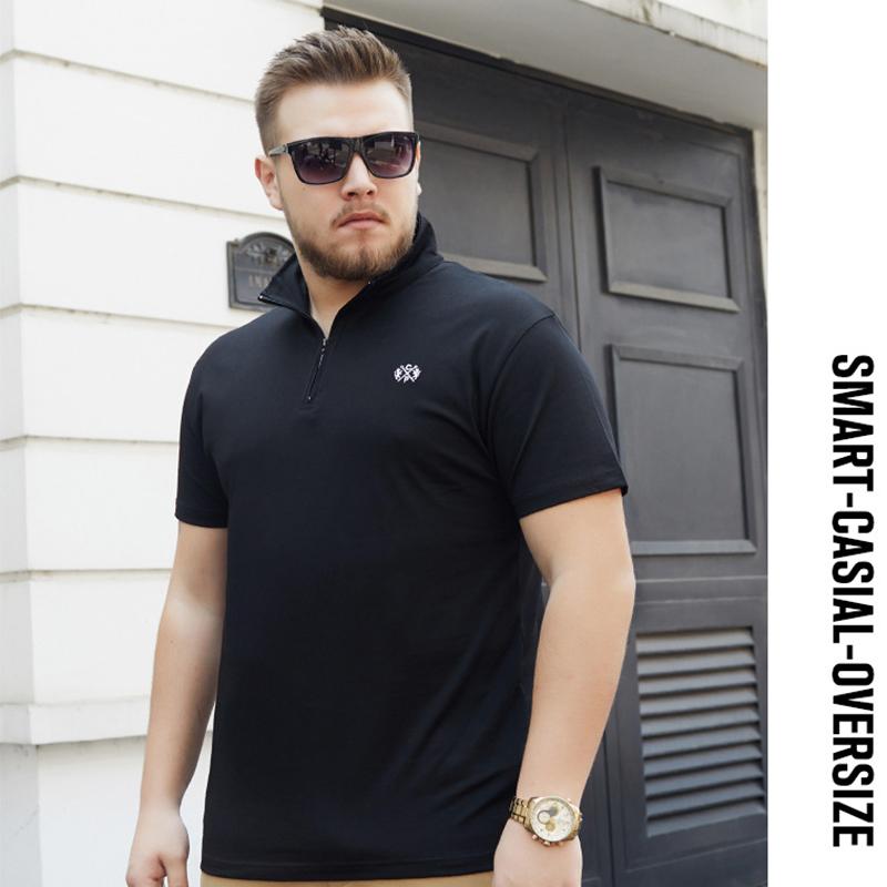 Новая мужская рубашка поло с коротким рукавом плюс размер футболка поло на молнии с коротким рукавом