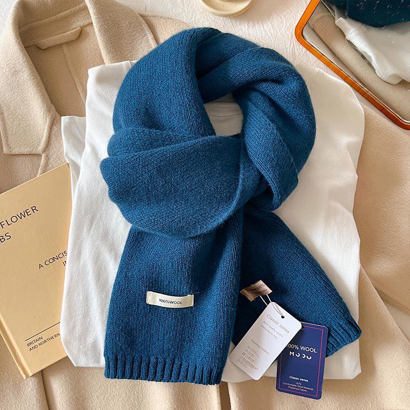 Australian Pure Wool Cashmere Scarf - Unisex Winter Warm Knitted Solid Color