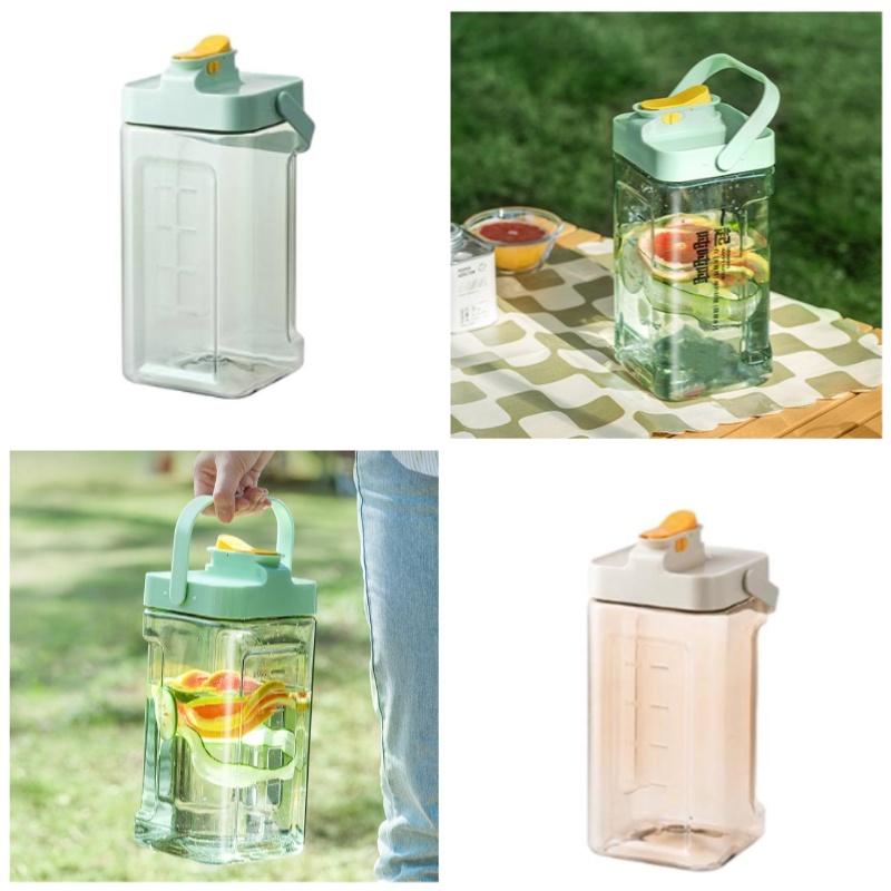 Кувшин для ледяной воды большой емкости в современном простом стиле с краном зеленый/белый