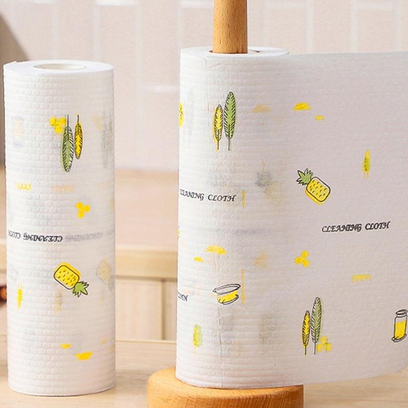 1 рулон многоразового ленивого тряпичного полотенца, кухонная тряпка, органическое полотенце для посуды, случайный узор