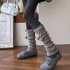 Solid Color Leg Warmers Knitted Bow Middle Tube Socks New Boot Covers  Autumn and Winter