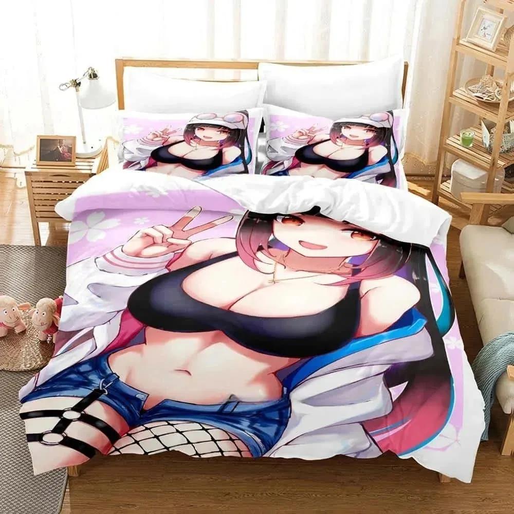 Hana Yomeguri Комплект постельного белья Односпальный Двуспальный Full Queen King-Size Размеры Размеры Комплект постельного белья Взрослые Люди Детская Спальня Пододеяльник Комплекты Kawai Аниме Кровать