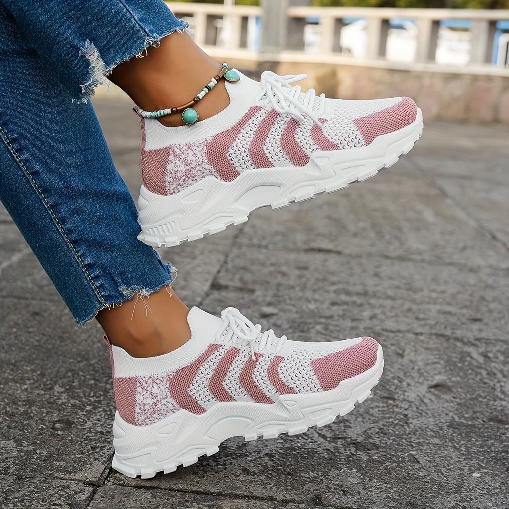 Женская спортивная обувь Fly Weaving Mesh весна/лето на толстой подошве, легкая повседневная обувь, кроссовки для бега, студенческая обувь